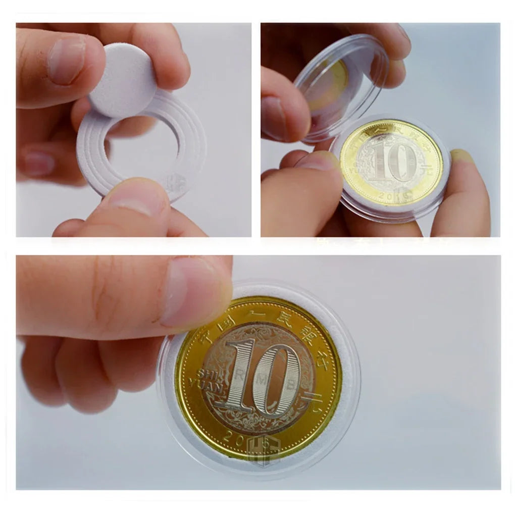 CAIXA DE MADEIRA COM 50 CÁPSULAS — MOEDAS DE ATÉ 30 MM