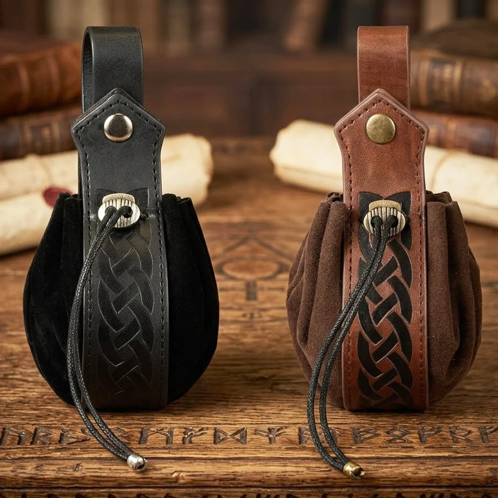 BOLSA DE CINTURA MEDIEVAL COM CORDÃO — ENCANTO E ESTILO