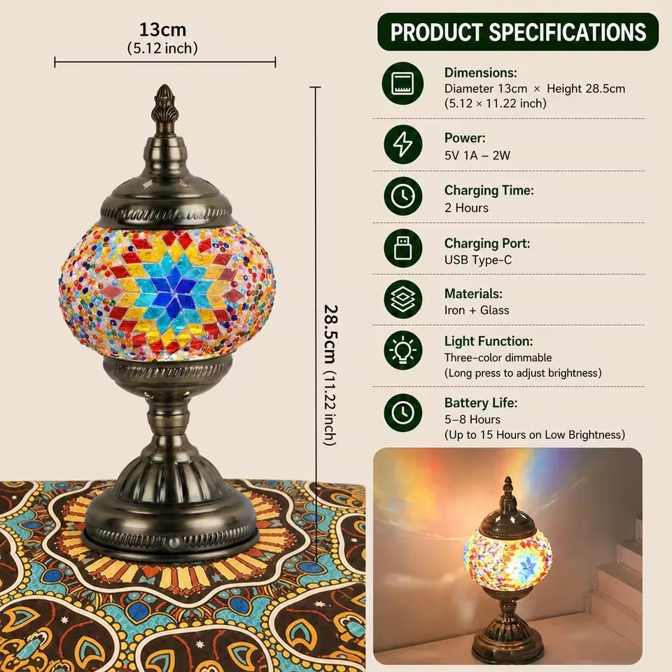 LUMINÁRIA DE MESA COM VIDRO COLORIDO — LUZ E ACOLHIMENTO