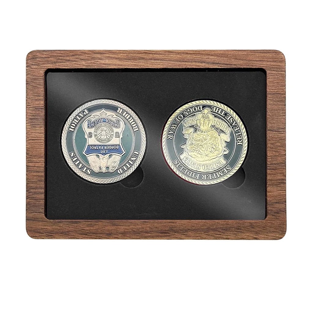 CAIXA DE MADEIRA PARA DUAS MOEDAS – CÁPSULAS E VISOR