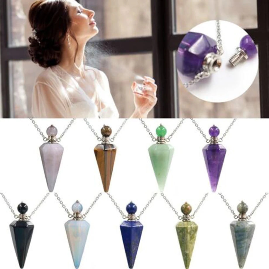 COLAR FRASCO DE PEDRA PARA PERFUME