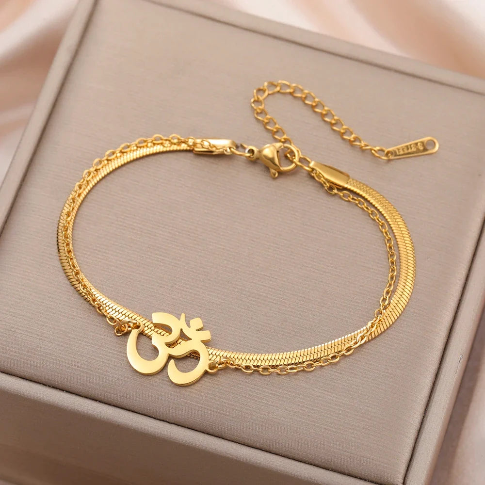 Pulseira Om em aço inoxidável – vista 1