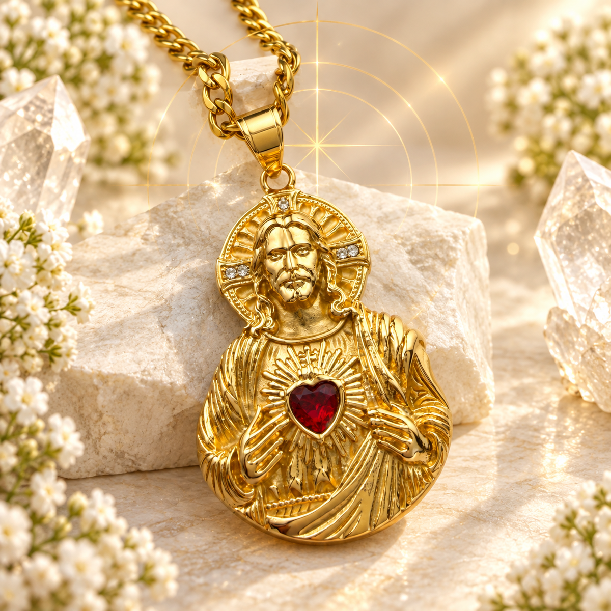 PINGENTE SAGRADO CORAÇÃO DE JESUS — COM OU SEM CORRENTE