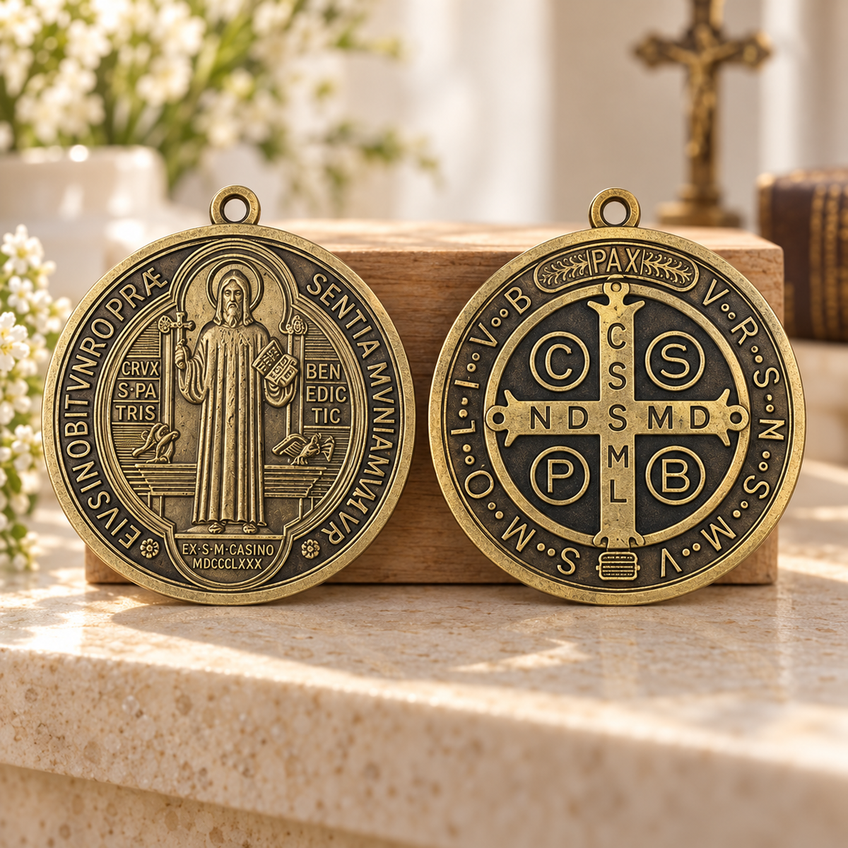 MEDALHA SÃO BENTO - KIT COM DUAS MEDALHAS EXTRA GRANDES
