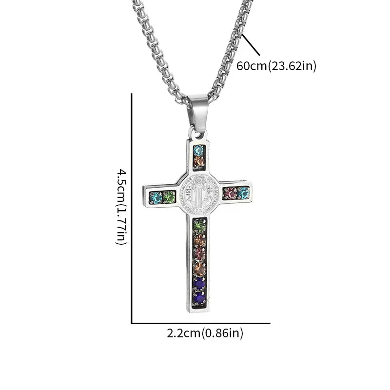 COLAR CRUZ DE SÃO BENTO COM ZIRCÔNIAS – PROTEÇÃO E FORTALEZA