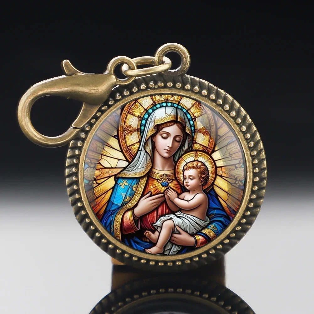 Chaveiro de Nossa Senhora em vidro – vista 3