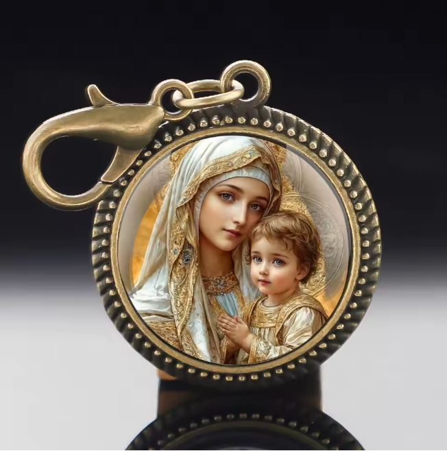 CHAVEIRO DE NOSSA SENHORA EM VIDRO – DEVOÇÃO E PRESENÇA