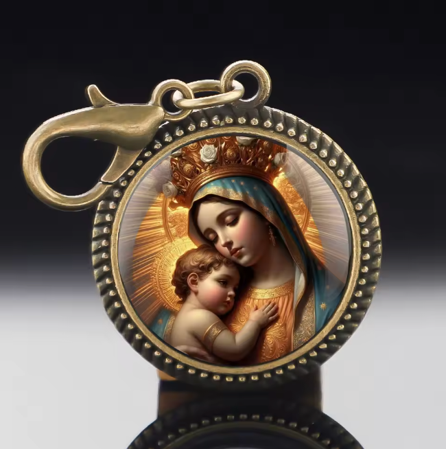 CHAVEIRO DE NOSSA SENHORA EM VIDRO – DEVOÇÃO E PRESENÇA