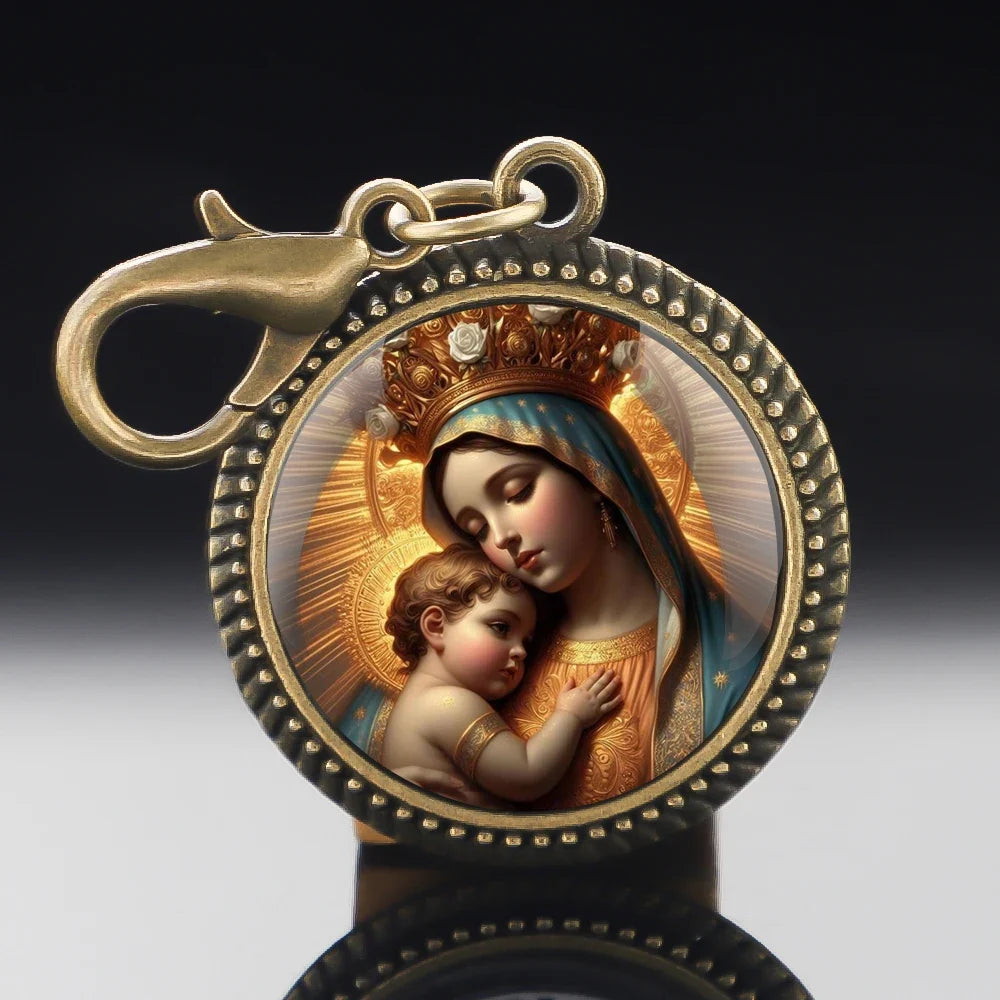 Chaveiro de Nossa Senhora em vidro – vista 2
