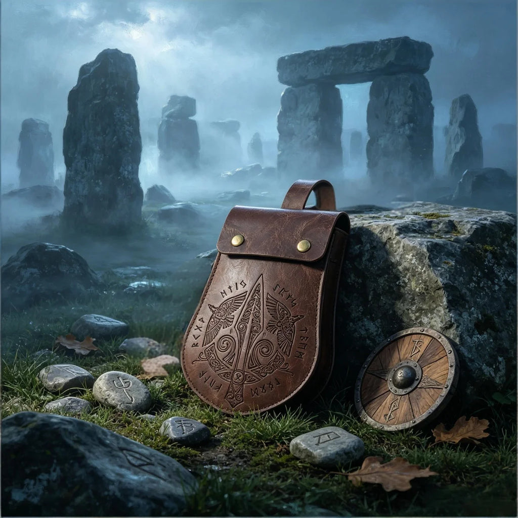 BOLSA MEDIEVAL COM RELEVO — UM TOQUE NÓRDICO