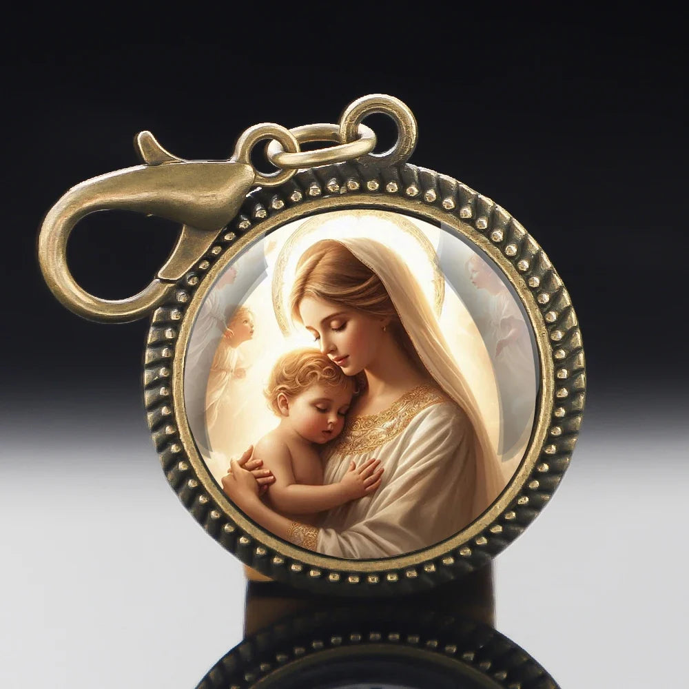 Chaveiro de Nossa Senhora em vidro – vista 4
