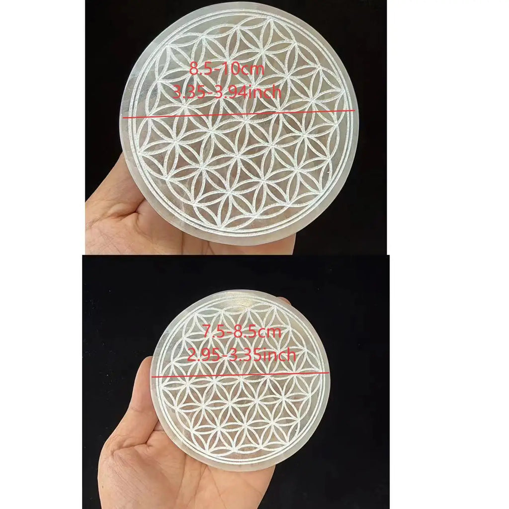PLACA FLOR DA VIDA EM SELENITA — GEOMETRIA E CONTEMPLAÇÃO