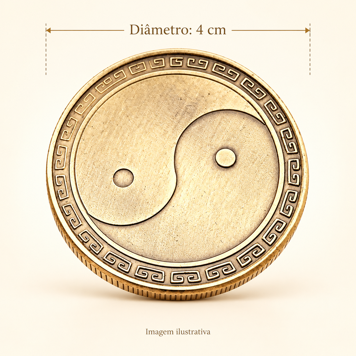 MOEDA DRAGÃO, FÊNIX E TAI CHI – EQUILÍBRIO E TRANSFORMAÇÃO — diâmetro de 4 cm, imagem ilustrativa