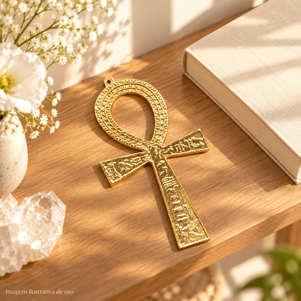 OBJETO DECORATIVO ANKH EGÍPCIO – VIDA E CONTINUIDADE — imagem ilustrativa de uso