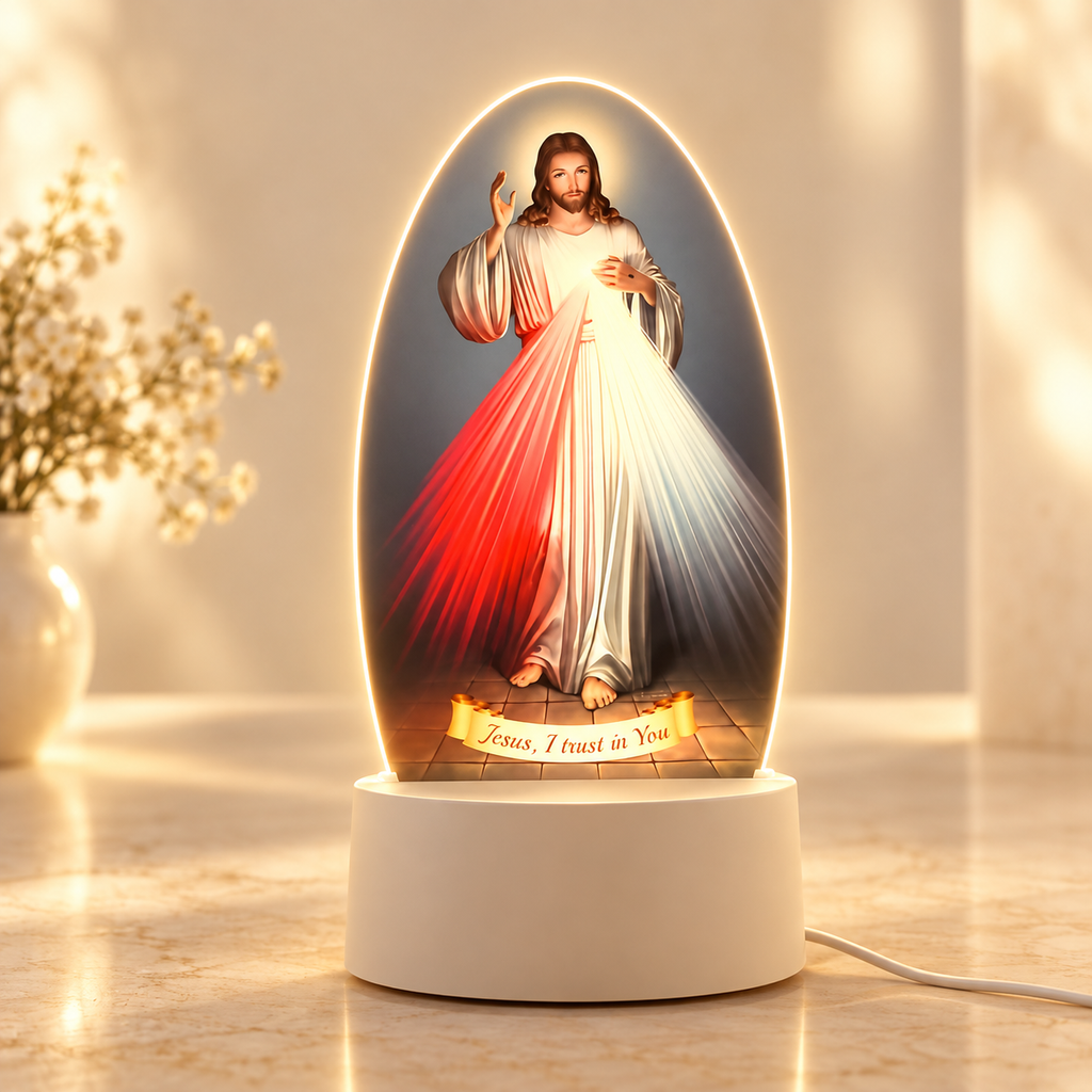 Luz noturna de Jesus em ambiente marfim Aura555