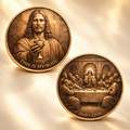 Moeda da Última Ceia em bronze, frente e verso, composição Aura555