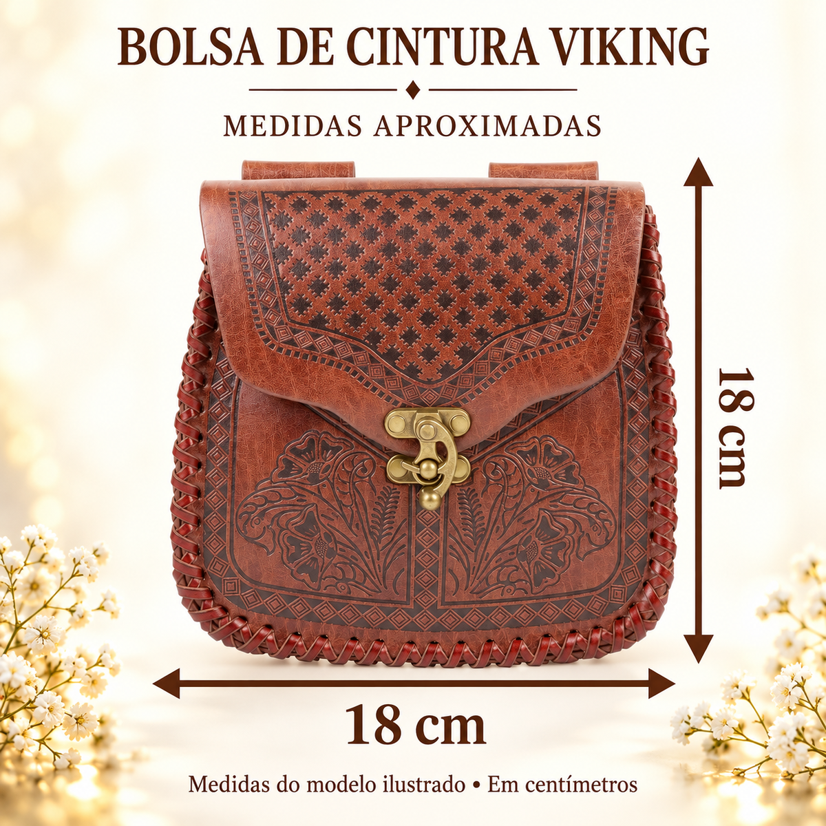 Medidas aproximadas do modelo ilustrado: 18 × 18 cm.
