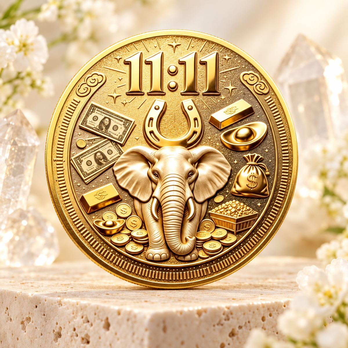 MOEDA DA SORTE 11:11 — ELEFANTE DA PROSPERIDADE
