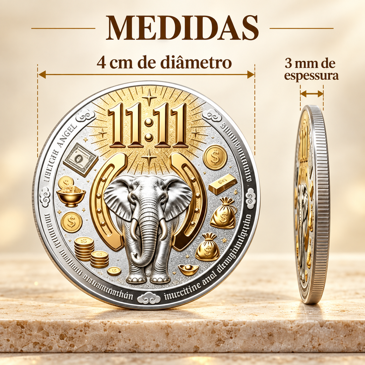 MOEDA DA SORTE 11:11 — ELEFANTE DA PROSPERIDADE