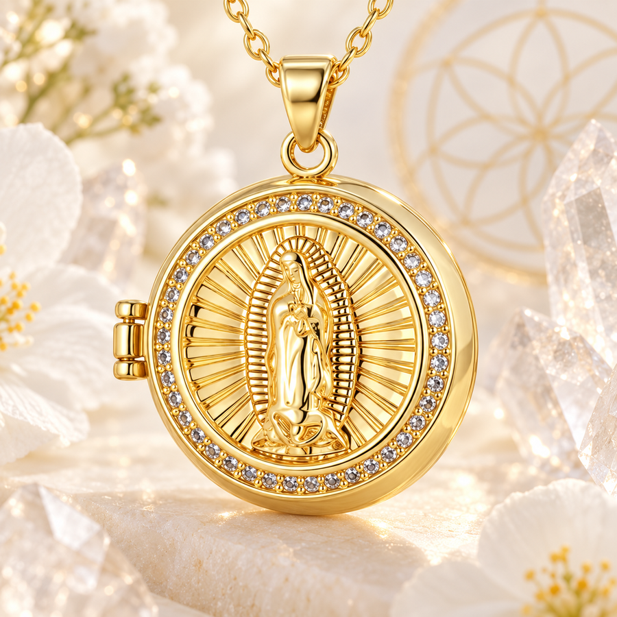 COLAR RELICÁRIO NOSSA SENHORA DE GUADALUPE COM ZIRCÔNIAS